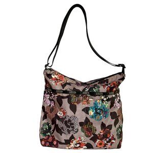LESPORTSAC FLORAL PRINT NYLON TOTE SHOULDER CROSSBODY BAG